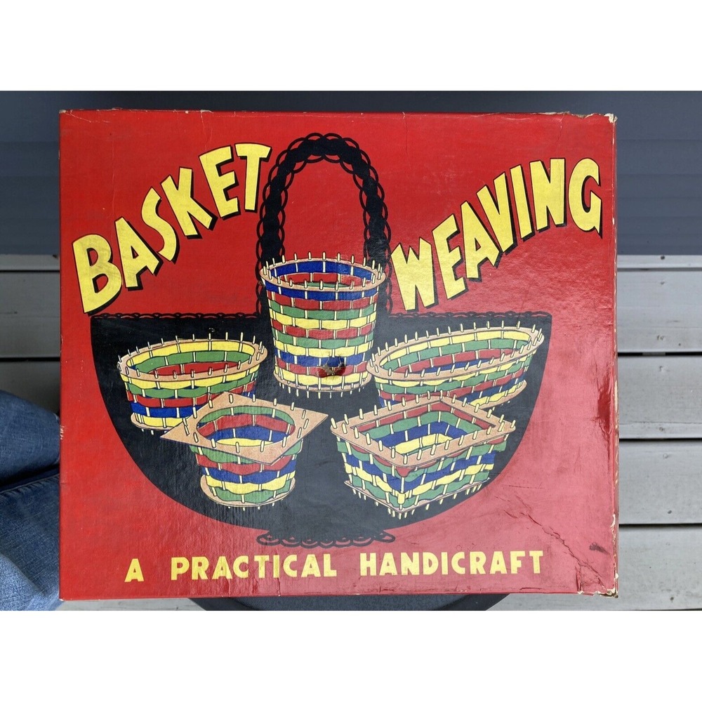 Vintage childs craft kit activity Basket Weaving Sam Gabriel & Sons 1930s 1940 - Picture 1 of 11